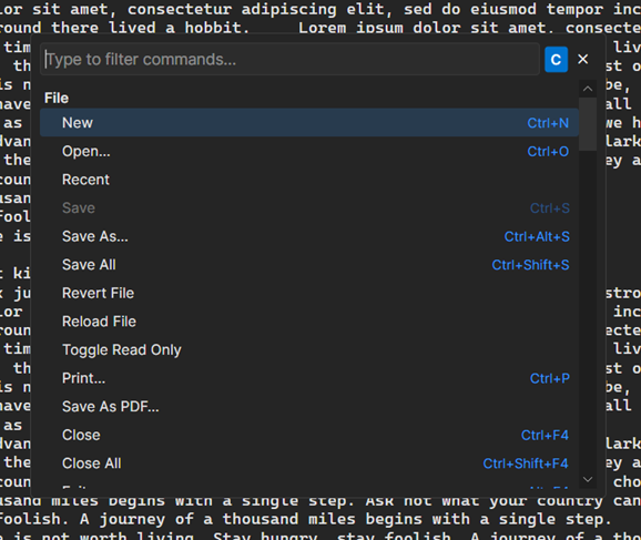 DMEdit command palette