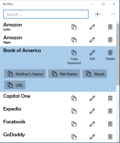No/Pass main interface
